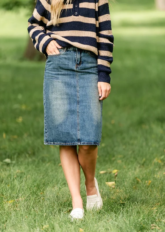 Elliot Dark Wash Midi Skirt