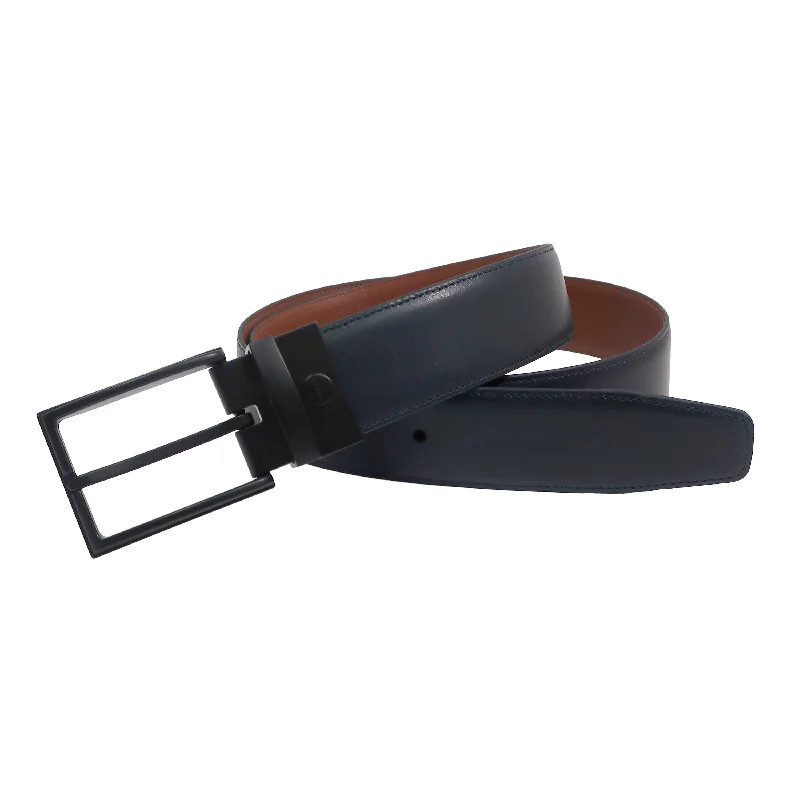 Manuel Matte Black Reversible Leather Belt