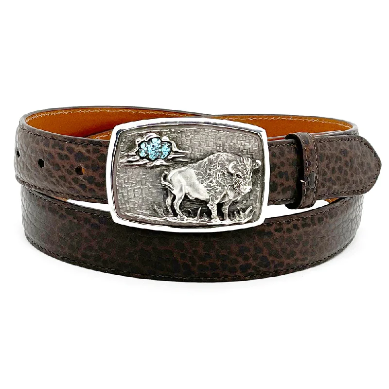 Gloria Stewart Bison w/ Turquoise One Piece Buckle 1.25